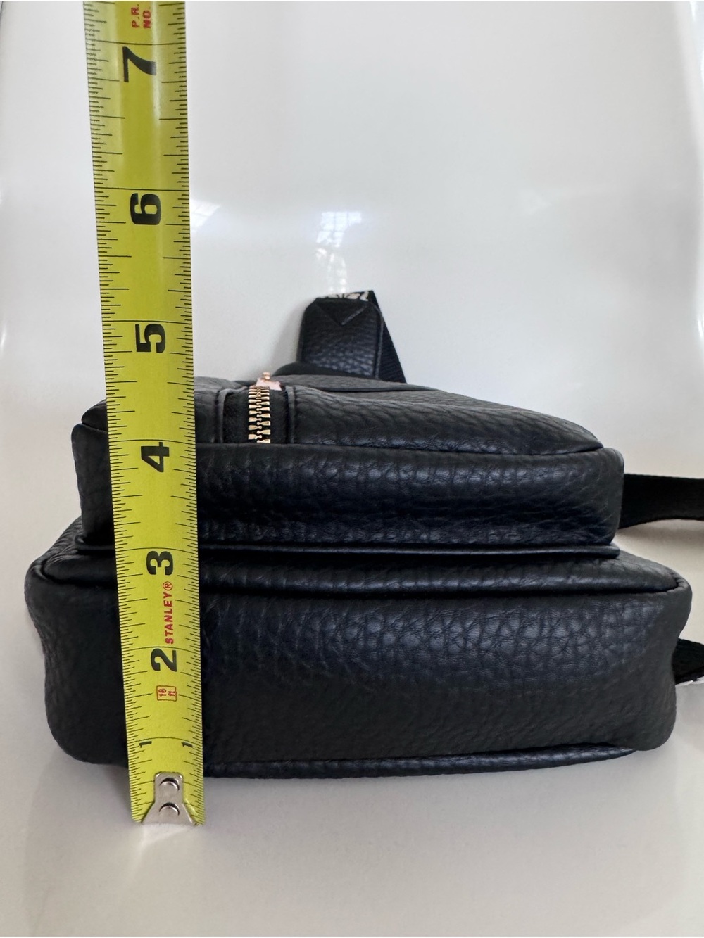 Black Leather Sling Backpack w Embroidered Boho Guitar Strap Crossbody Backpack - Picture 14 of 14